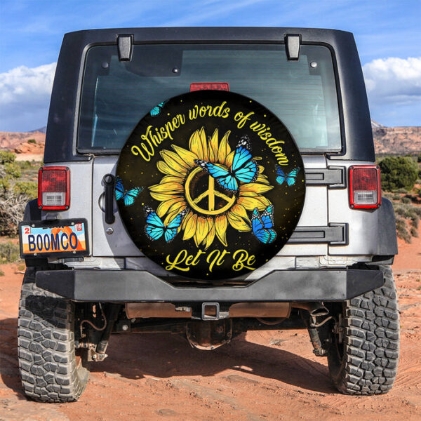 Let It Be Hippie Butterfly Blue Car Spare Tire Covers Gift For Campers - Sumovir