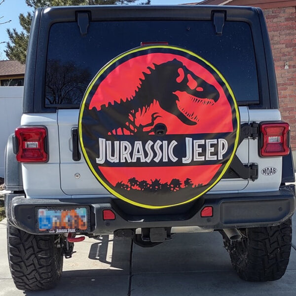 Jurassic Jeep Dinosaur T-rex Car Spare Tire Covers Gift For Campers - Sumovir