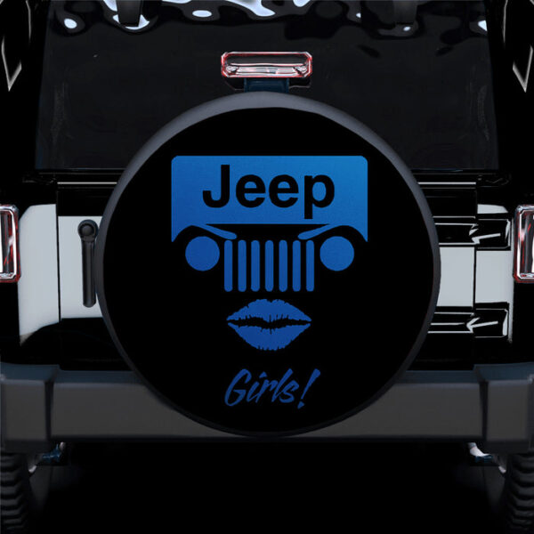 Blue Jeep Girl Car Spare Tire Covers Gift For Campers - Sumovir