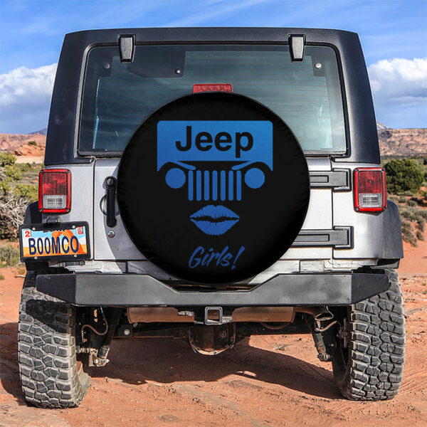 Blue Jeep Girl Car Spare Tire Covers Gift For Campers - Sumovir