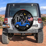 Stitch American Flag Ride Jeep Starry Night Blue Car Spare Tire Covers Gift For Campers - Sumovir