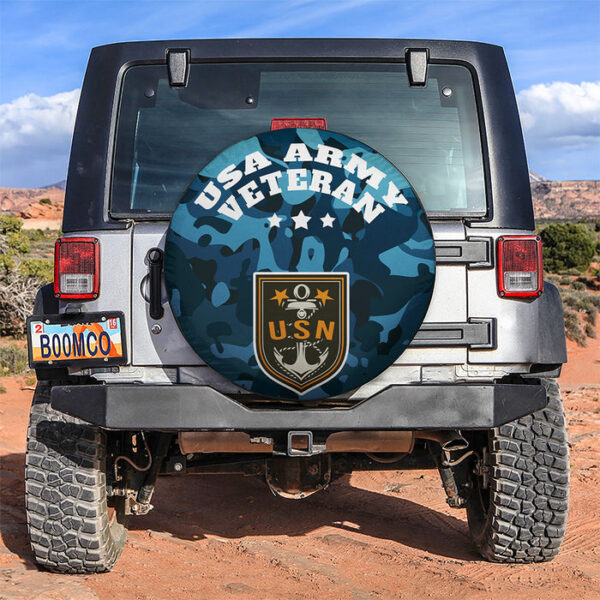 USA Army Veteran Blue Camo Jeep Car Spare Tire Covers Gift For Campers - Sumovir