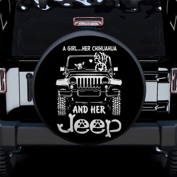 A Girl And Her Chihuahua Jeep Car Spare Tire Covers Gift For Campers - Sumovir