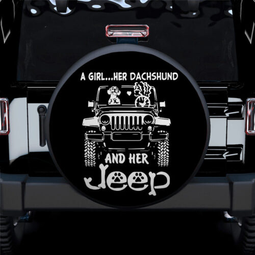 A Girl And Her Dachshund Jeep Car Spare Tire Covers Gift For Campers - Sumovir