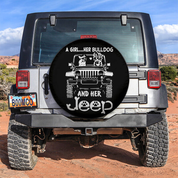 A Girl And Her Bulldog Jeep Car Spare Tire Covers Gift For Campers - Sumovir