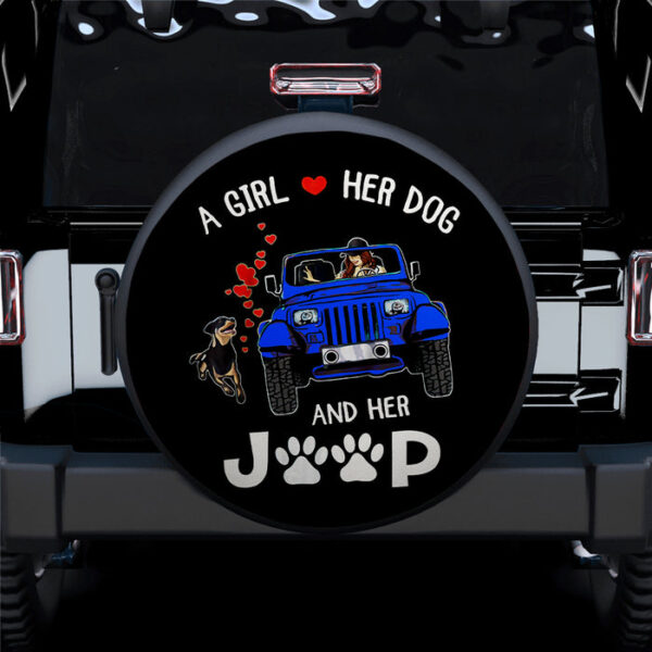 A Girl Love Her Dog And Her Jeep Blue Car Spare Tire Covers Gift For Campers - Sumovir