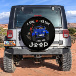 A Girl Love Her Dog And Her Jeep Blue Car Spare Tire Covers Gift For Campers - Sumovir