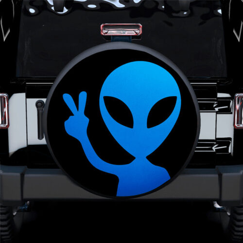 Alien Say Hi Blue Jeep Car Spare Tire Covers Gift For Campers - Sumovir