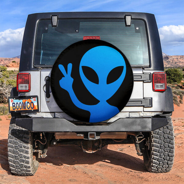 Alien Say Hi Blue Jeep Car Spare Tire Covers Gift For Campers - Sumovir