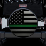 Thin Green Line Military American US Flag Car Spare Tire Covers Gift For Campers - Sumovir