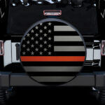 Thin Orange Line American US Flag Car Spare Tire Covers Gift For Campers - Sumovir