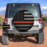 Thin Orange Line American US Flag Car Spare Tire Covers Gift For Campers - Sumovir