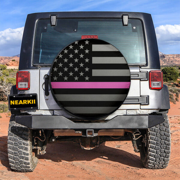 Thin Pink Line American US Flag Car Spare Tire Covers Gift For Campers - Sumovir