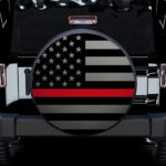 Thin Red Line Firefighters American US Flag Car Spare Tire Covers Gift For Campers - Sumovir