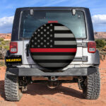 Thin Red Line Firefighters American US Flag Car Spare Tire Covers Gift For Campers - Sumovir