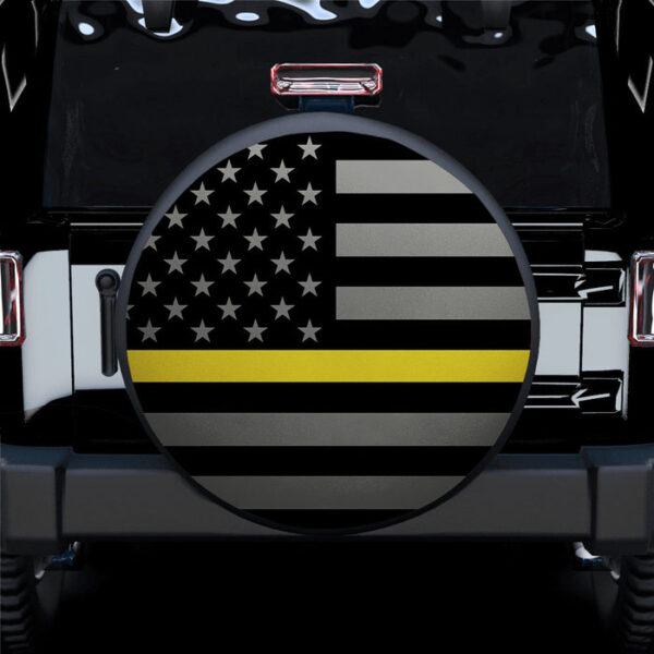 Thin Yellow Line American US Flag Car Spare Tire Covers Gift For Campers - Sumovir