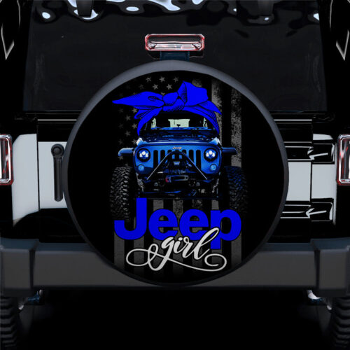 Blue Jeep Girl Car Spare Tire Covers Gift For Campers - Sumovir