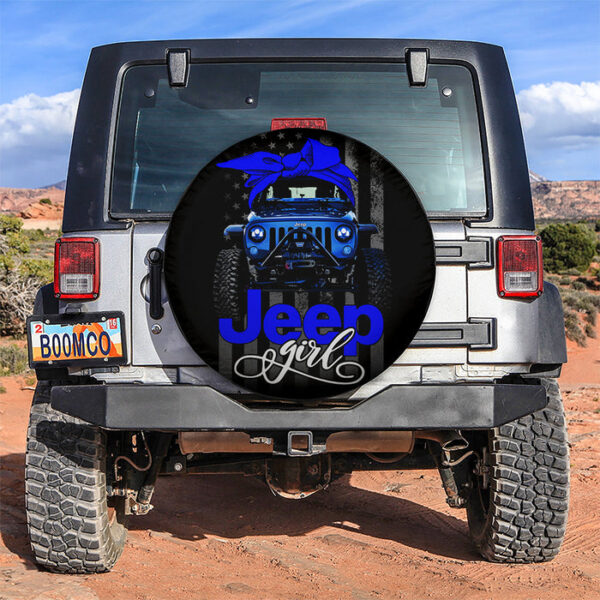 Blue Jeep Girl Car Spare Tire Covers Gift For Campers - Sumovir