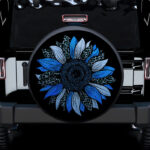 Blue Cheetah Sunflower Jeep Car Spare Tire Covers Gift For Campers - Sumovir