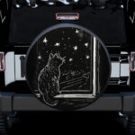 A cat sitting at the window Car Spare Tire Covers Gift For Campers - Sumovir