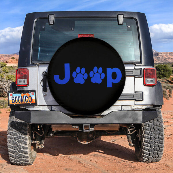 Blue Jeep Side Fender Dog Paws Car Spare Tire Covers Gift For Campers - Sumovir