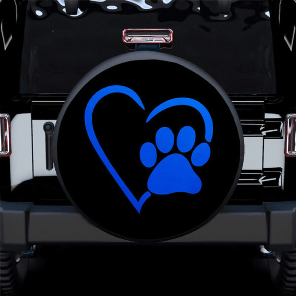 Dog Paw Heart Blue Car Spare Tire Covers Gift For Campers - Sumovir