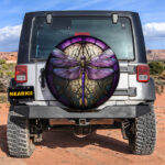 Purple Dragonfly Stained Glass Car Spare Tire Covers Gift For Campers - Sumovir