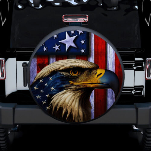 Eagle American Flag Car Spare Tire Covers Gift For Campers - Sumovir