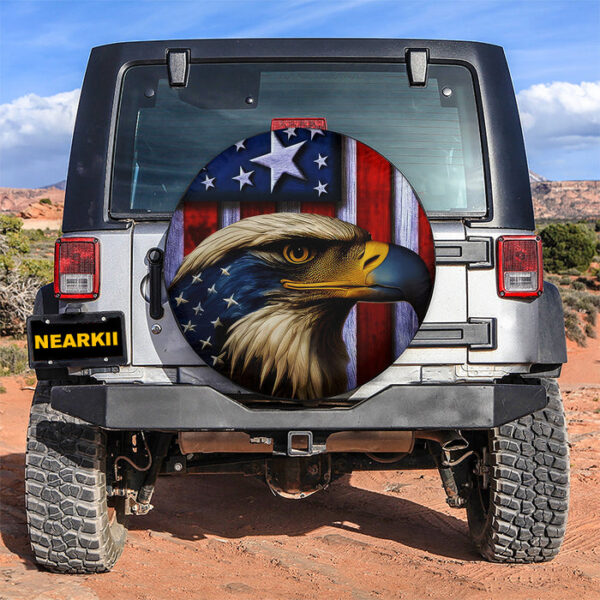 Eagle American Flag Car Spare Tire Covers Gift For Campers - Sumovir