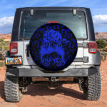 Blue Jeep Girl With Sunglasses Leopard Pattern Car Spare Tire Covers Gift For Campers - Sumovir