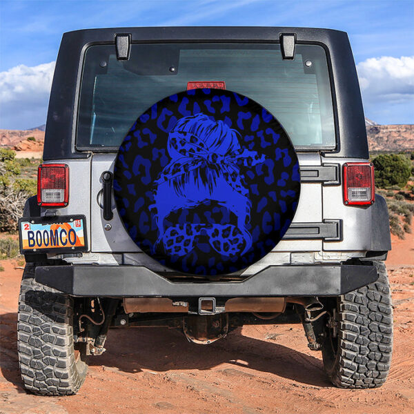 Blue Jeep Girl With Sunglasses Leopard Pattern Car Spare Tire Covers Gift For Campers - Sumovir