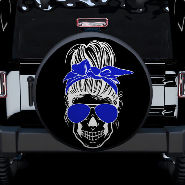 Girl Skull Blue Car Spare Tire Covers Gift For Campers - Sumovir