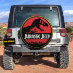 Jurassic Jeep Dinosaur T-rex Car Spare Tire Covers Gift For Campers - Sumovir