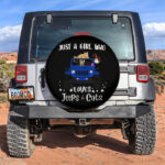 Just A Girl Who Love Jeep And Cat Blue Car Spare Tire Covers Gift For Campers - Sumovir