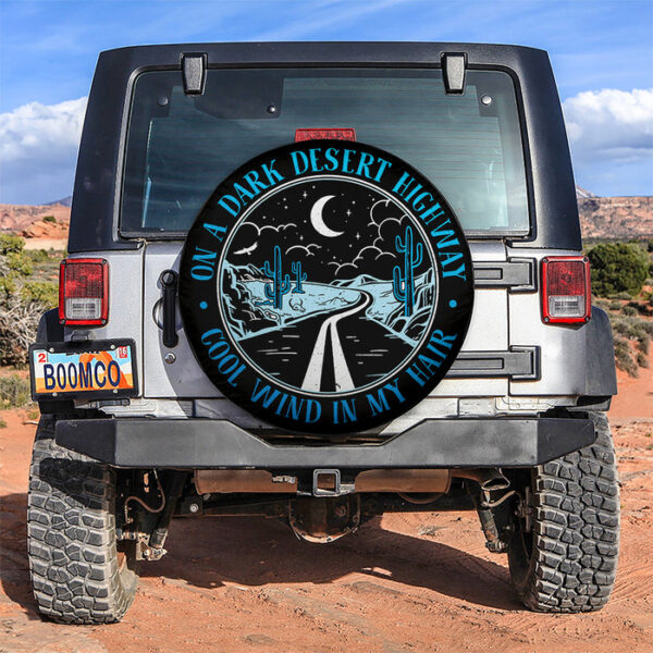 On A Dark Desert Highway Blue Jeep Car Spare Tire Covers Gift For Campers - Sumovir