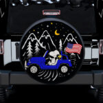 Snoopy Blue Jeep US Flag Mountain Car Spare Tire Covers Gift For Campers - Sumovir