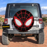 Spiderman Black Face Car Spare Tire Covers Gift For Campers - Sumovir