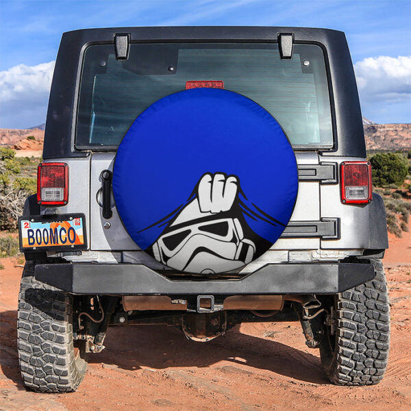 Stormtrooper Peek A Boo Funny Blue Jeep Car Spare Tire Covers Gift For Campers - Sumovir