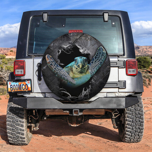 Blue Sea Turtle 3D Car Spare Tire Covers Gift For Campers - Sumovir