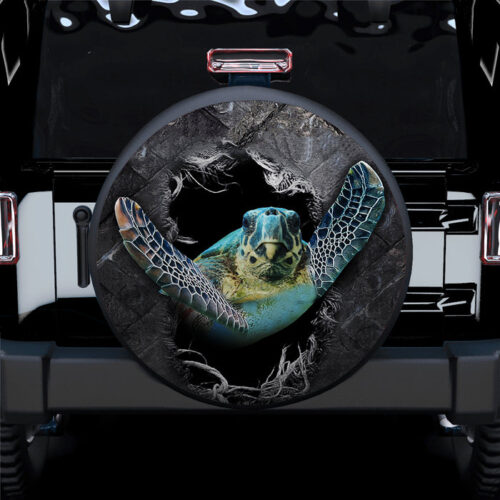 Blue Sea Turtle 3D Car Spare Tire Covers Gift For Campers - Sumovir