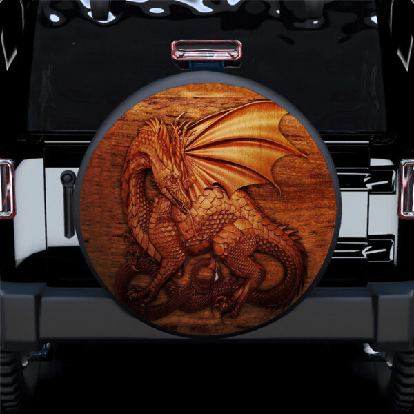 3D Dragon Wood Art Jeep Car Spare Tire Cover Gift For Campers - Sumovir