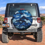 Camouflage US Army Bright Blue Print Texture Car Spare Tire Covers Gift For Campers - Sumovir