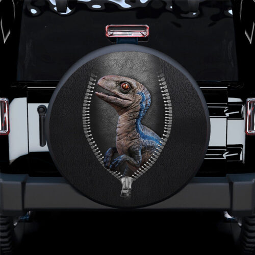 Cute Blue Velociraptor Jurassic World Dinousaur Car Spare Tire Covers Gift For Campers - Sumovir