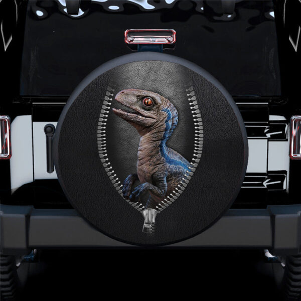 Cute Blue Velociraptor Jurassic World Dinousaur Car Spare Tire Covers Gift For Campers - Sumovir