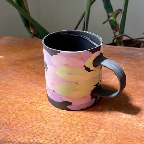 Bright Lantana Flower Cup - Handmade Porcelain Mug