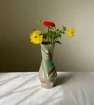 Multi-Colored Geometric Nerikomi Vase - Handmade Porcelain Vase