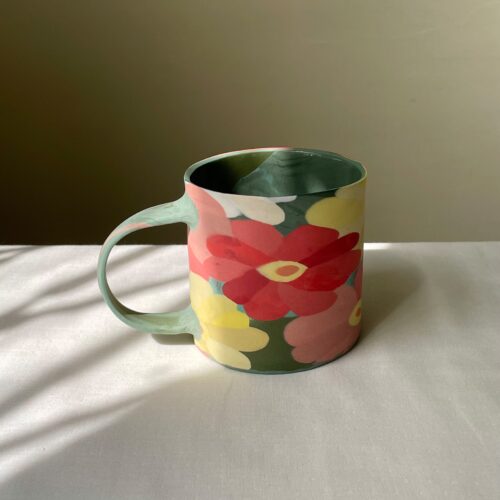 Elegant Zinnia Flowers - Handmade Porcelain Mug
