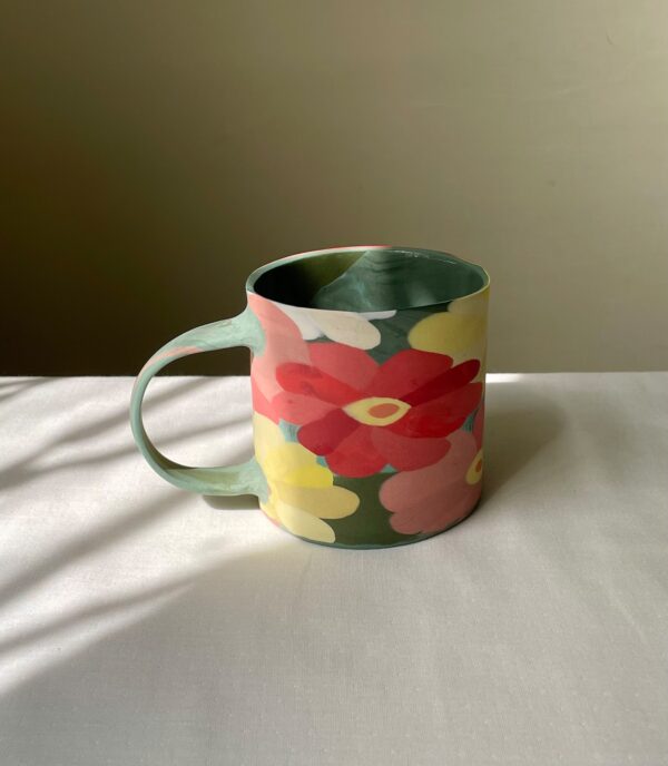 Elegant Zinnia Flowers - Handmade Porcelain Mug