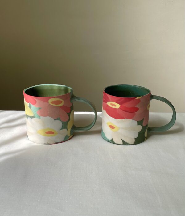 Elegant Zinnia Flowers - Handmade Porcelain Mug