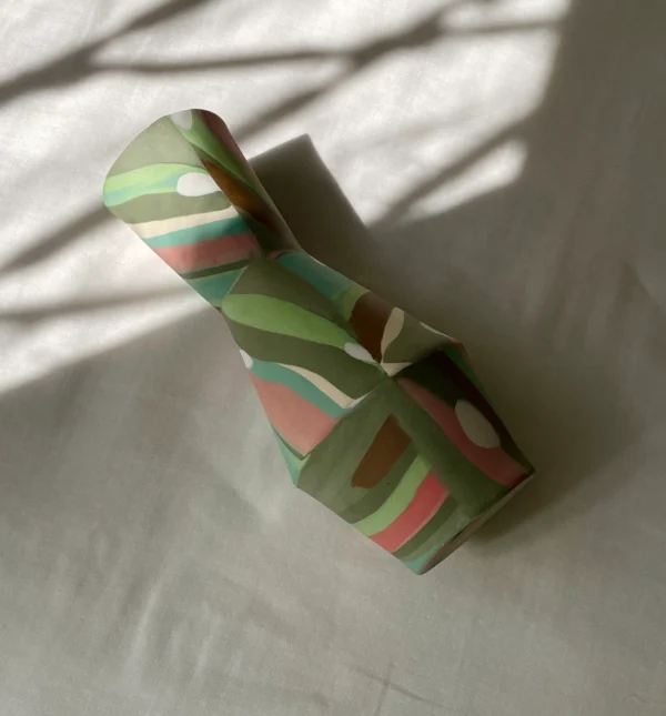 Multi-Colored Geometric Nerikomi Vase - Handmade Porcelain Vase